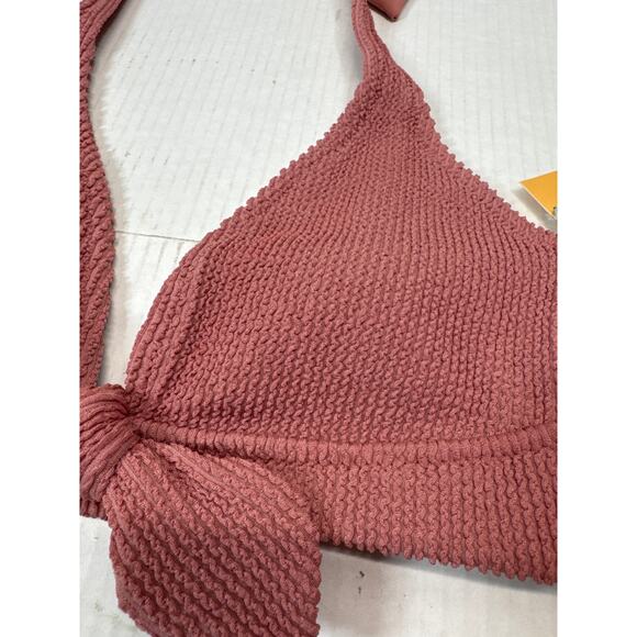 Kona Sol Women’s Bikini Top Mauve Swim Halter Knit Beach Size Small NWT - Picture 3 of 4